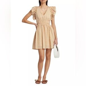 En Saison Brubeck Ruffle Mini Dress in Peach Taupe Size Small NWT